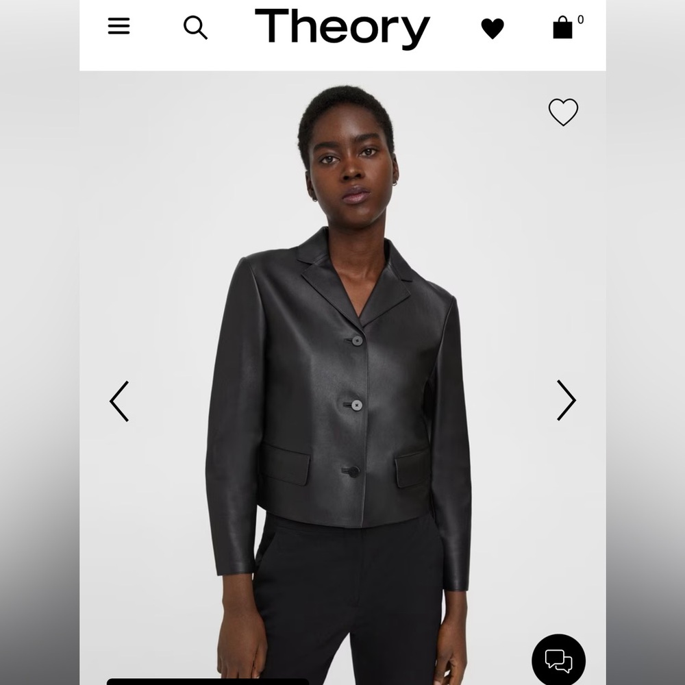 Theory Cropped Black Leather Jacket